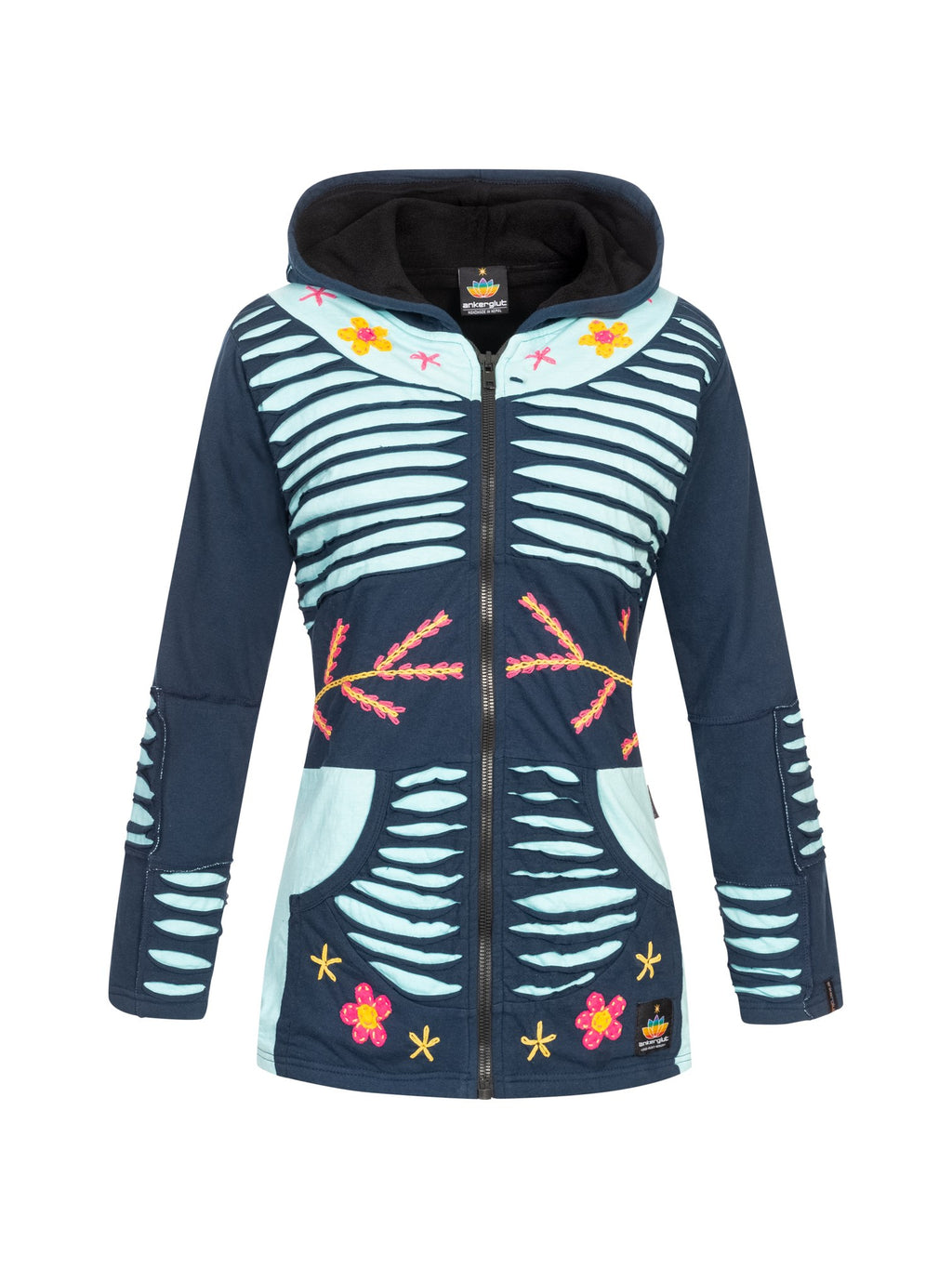 Ankerglut Fleecejacke Patchwork Multicolor Nunavut II Flower Power