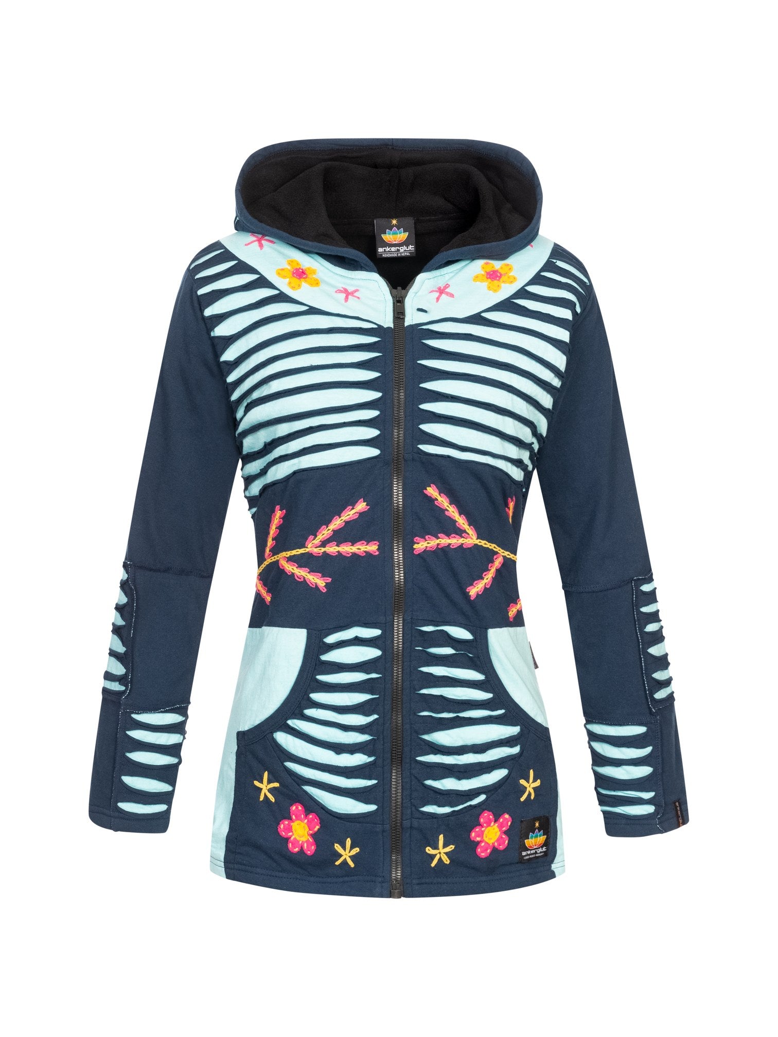Ankerglut Fleecejacke Patchwork Multicolor Nunavut II Flower Power