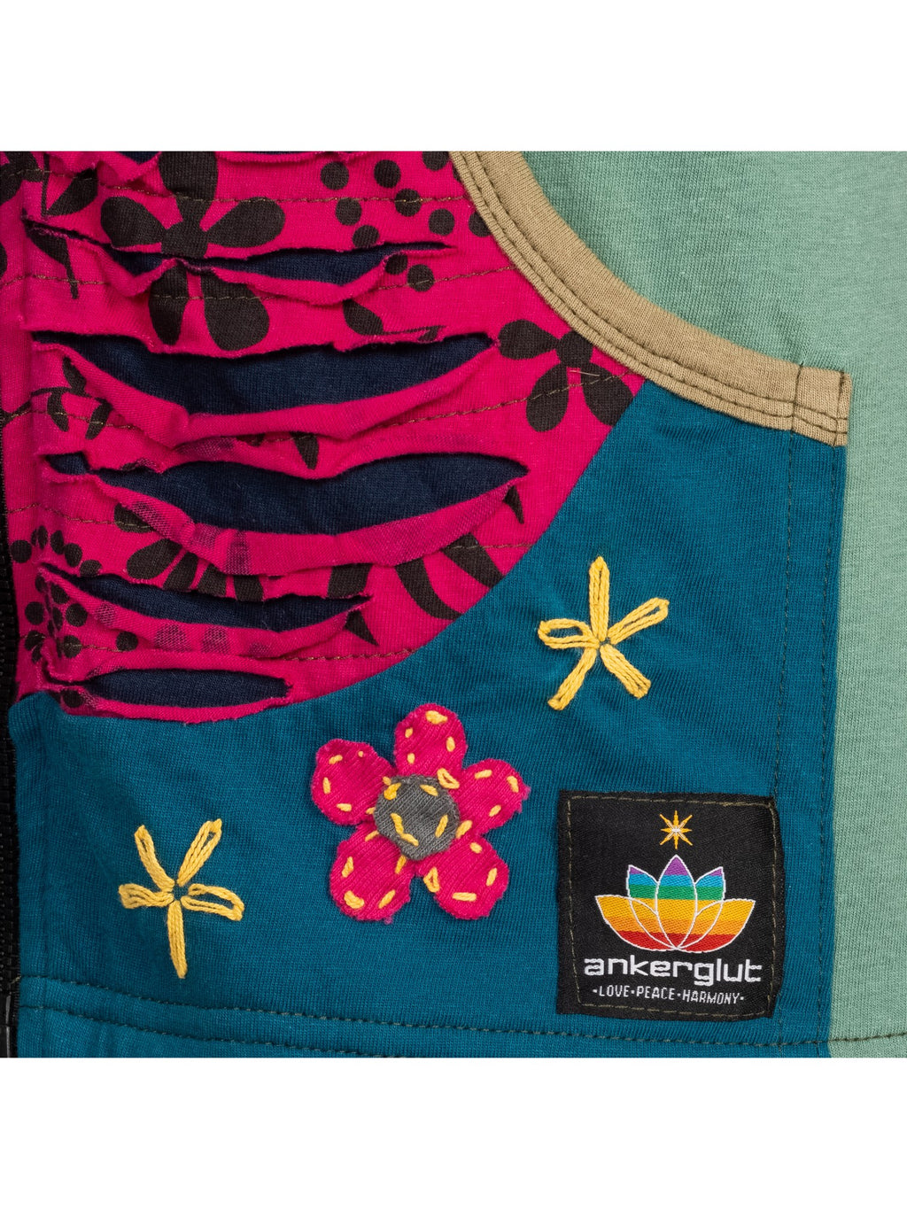 Ankerglut Fleecejacke Patchwork Multicolor Nunavut II Flower Power