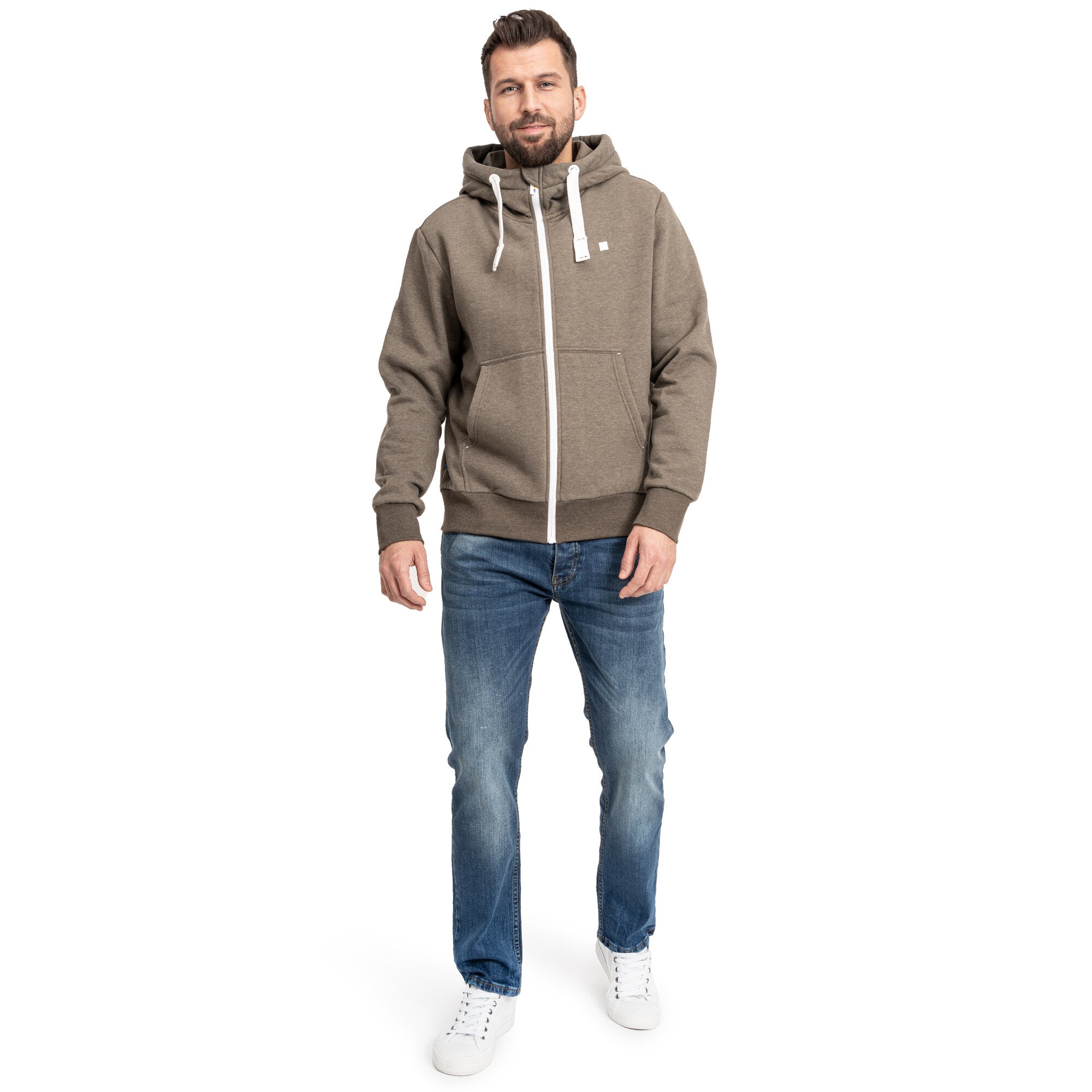 DEPROC ACTIVE Kapuzensweatshirt Finn II Braun Ganzkörper getragen