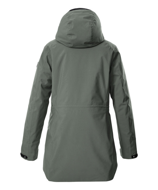 Killtec Damen Funktionsparka KOW 19 in grüngrau, Rückansicht