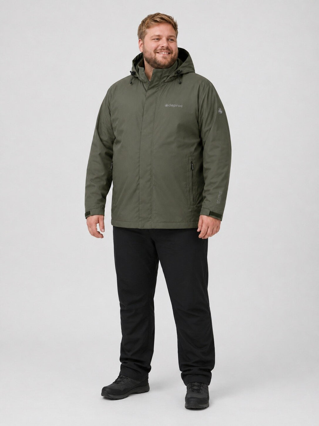 DEPROC Regenjacke Laval Olive – XXL-Modelbild 2