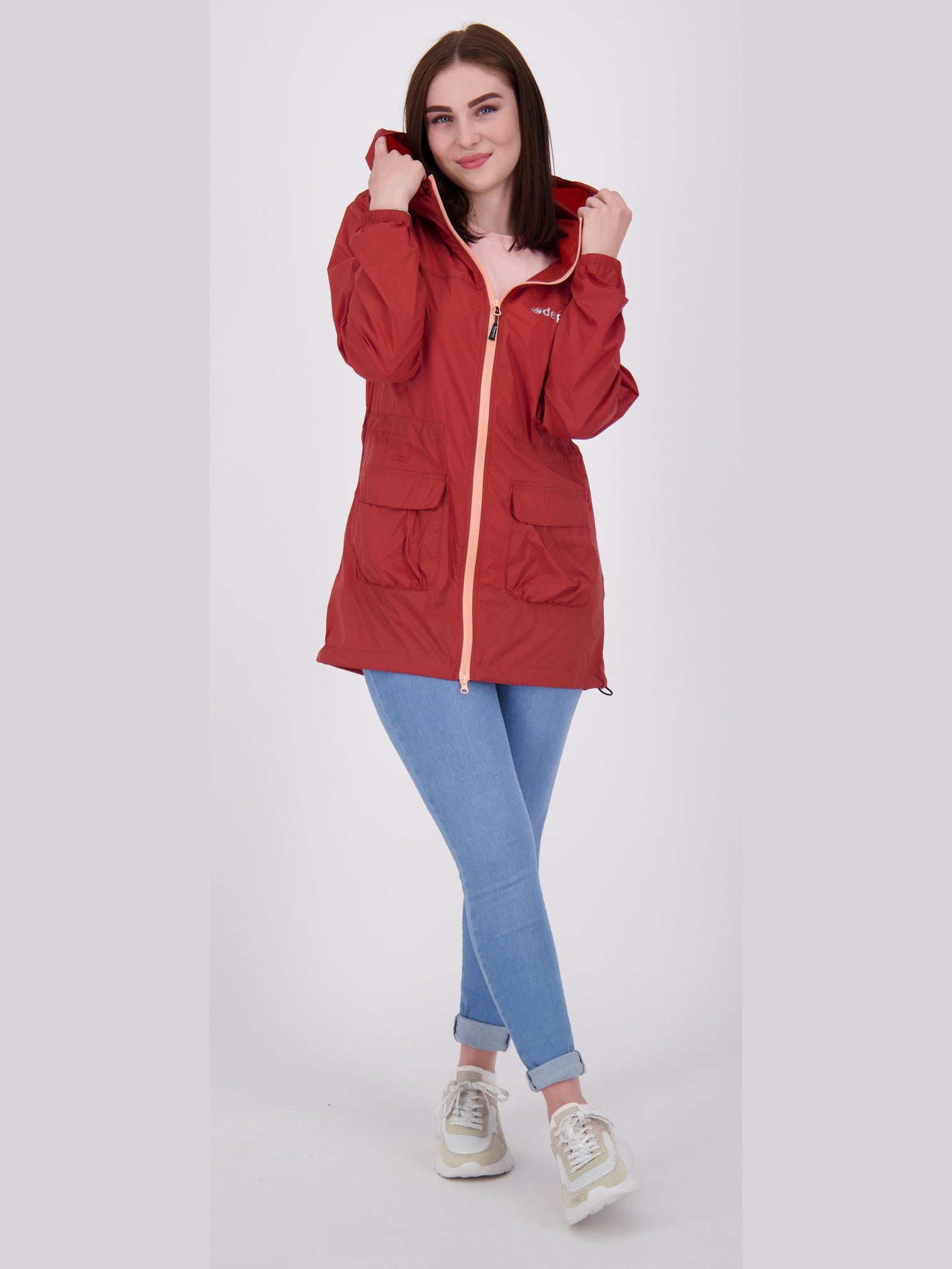 LYNN Damen Regenmantel Weinrot