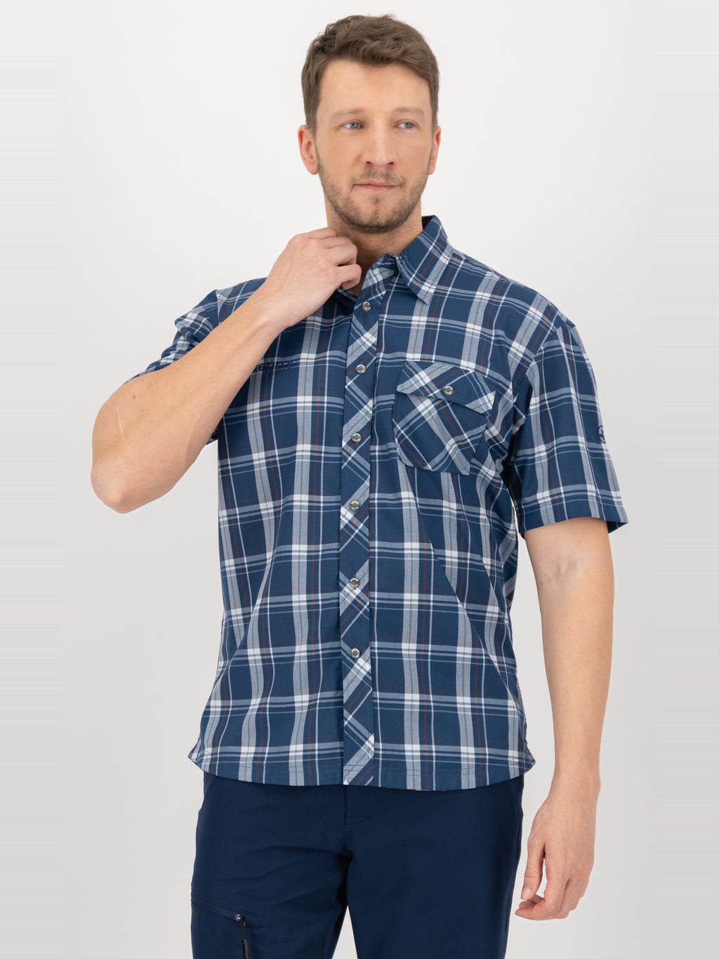 DEPROC ACTIVE Outdoorhemd Copper Navy-Check - Vorderansicht (korrekte Farbe)