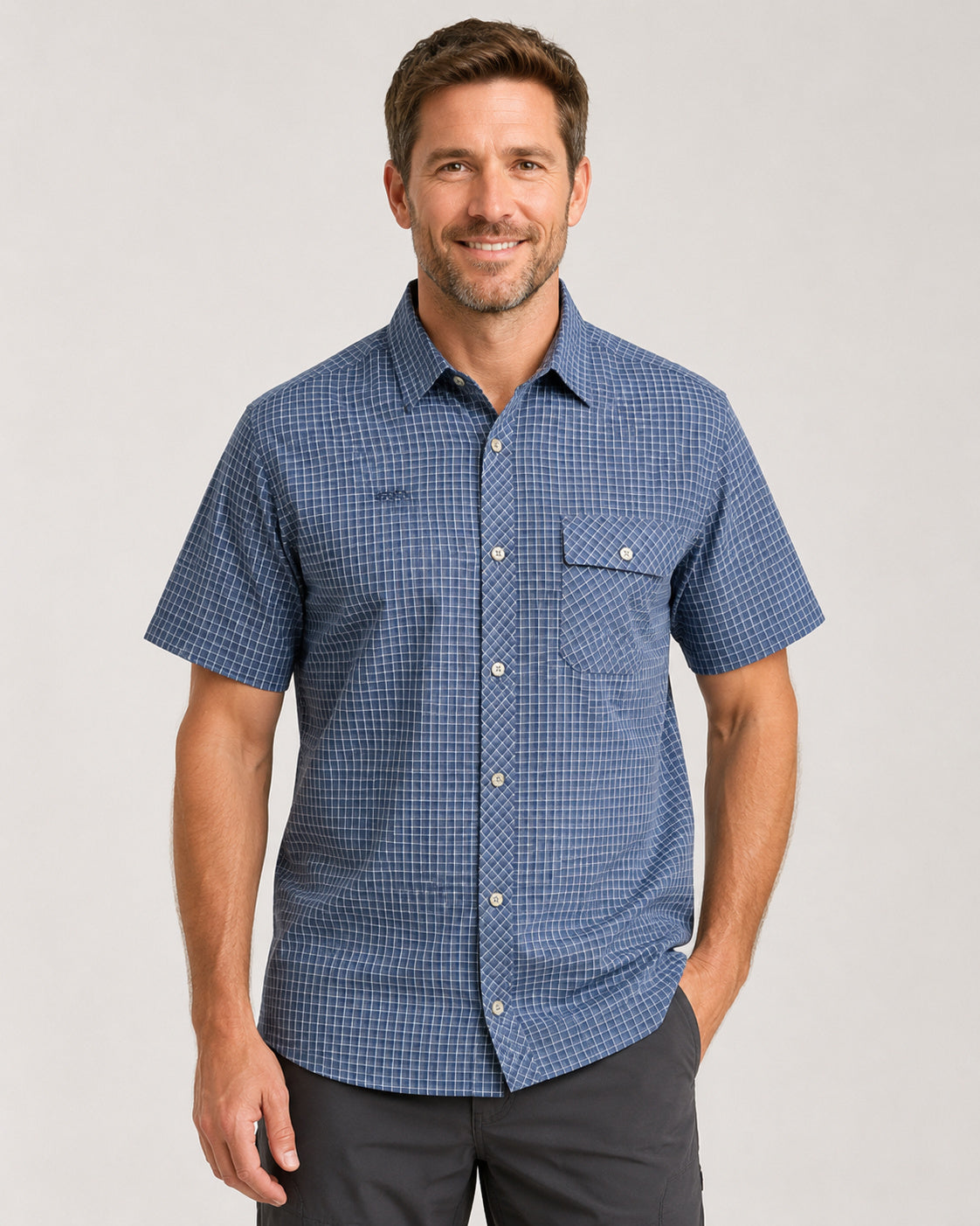 Outdoorhemd Copper Khaki-Small-Check