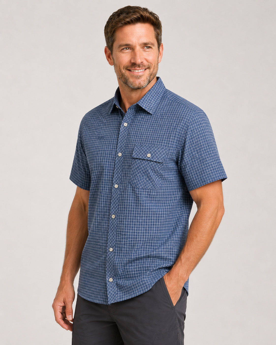 Outdoorhemd Copper Khaki-Small-Check