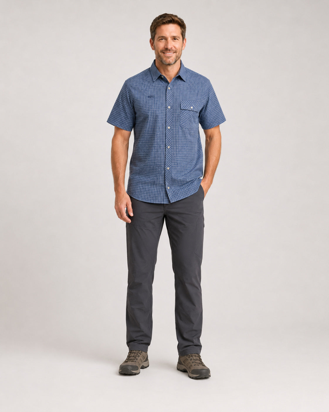 Outdoorhemd Copper Khaki-Small-Check