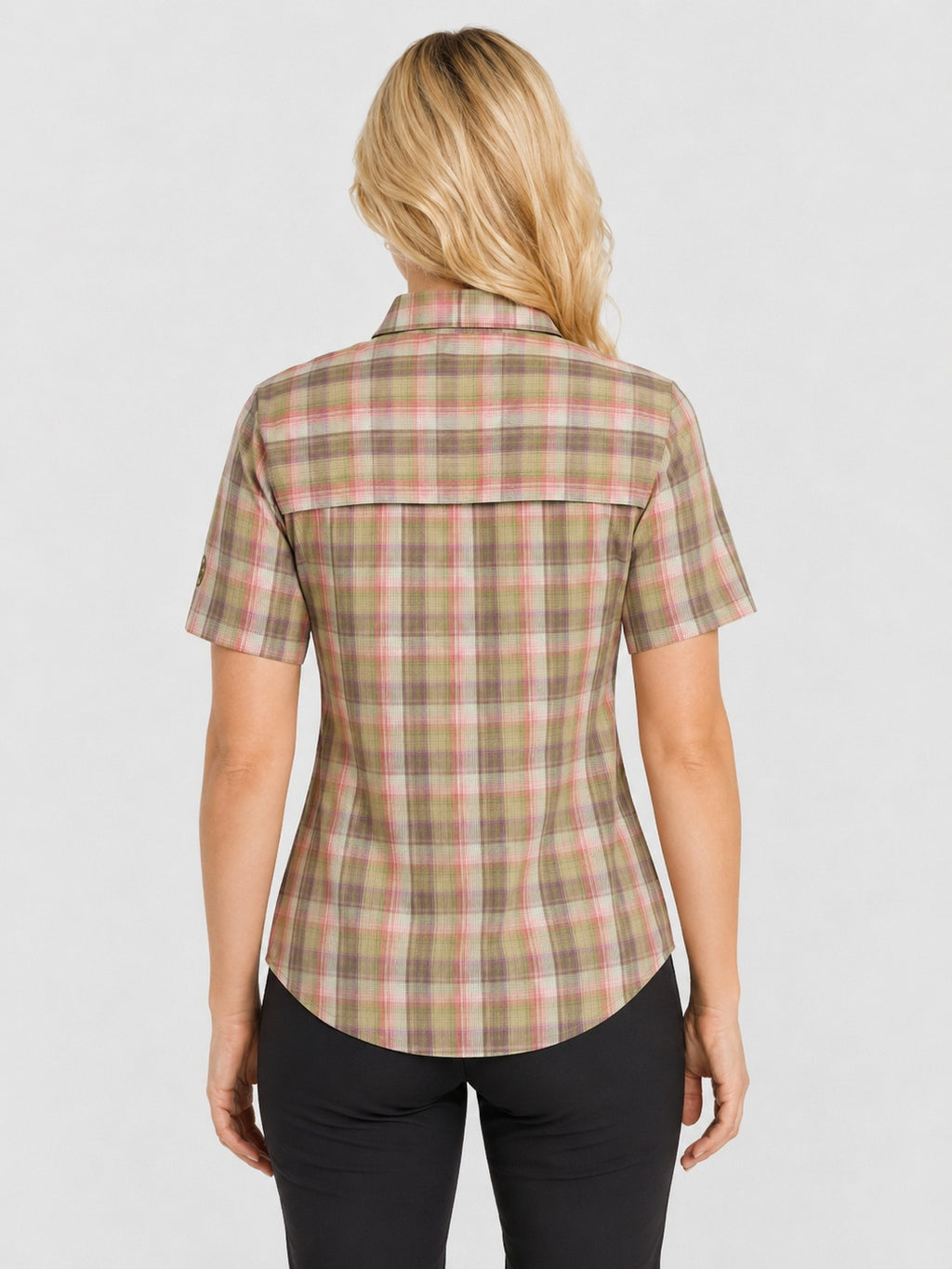 DEPROC ACTIVE Outdoorbluse Copper Olive-Check - Rueckansicht