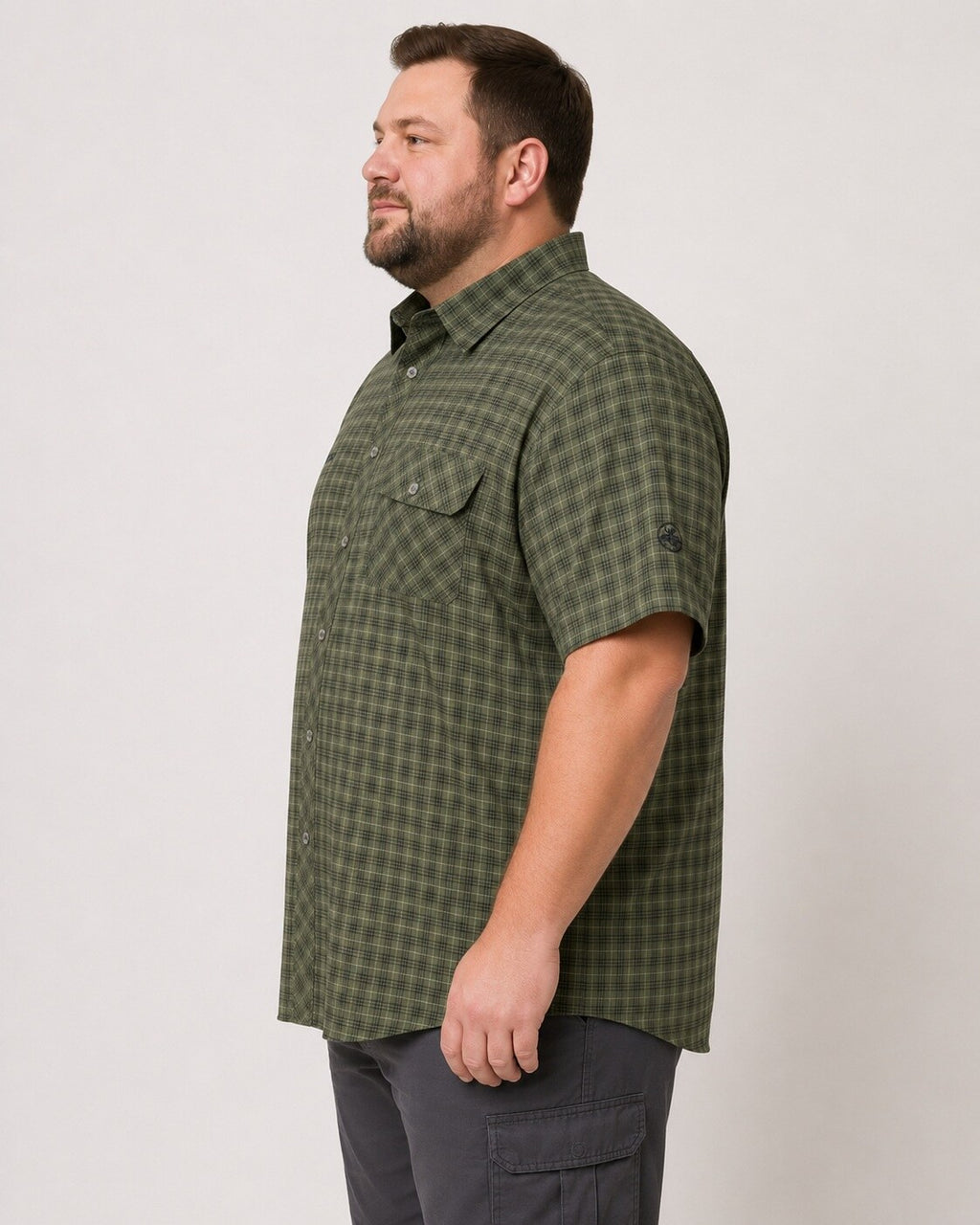 DEPROC Outdoorhemd Copper V Khaki-Check – XXL-Modelbild 2