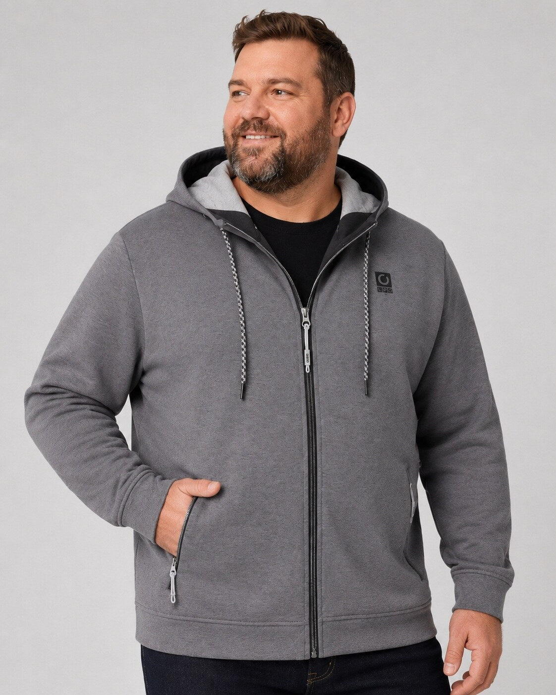 LPO Kapuzensweatjacke Rodney Asphalt – Modelbild 1
