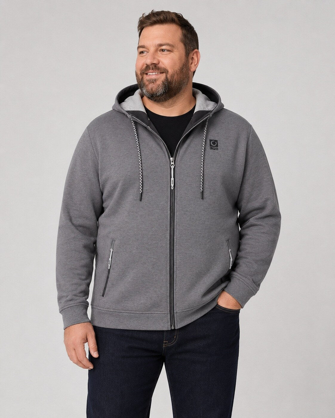 LPO Kapuzensweatjacke Rodney Asphalt – Modelbild 2