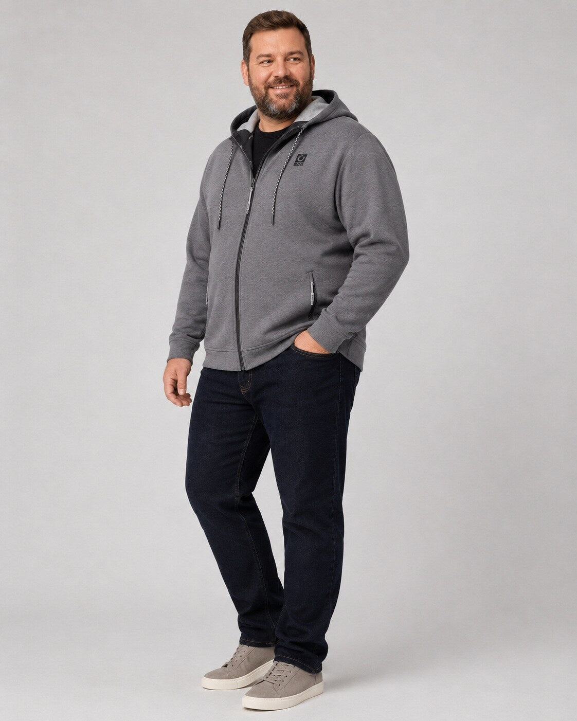 LPO Kapuzensweatjacke Rodney Asphalt – Modelbild 3