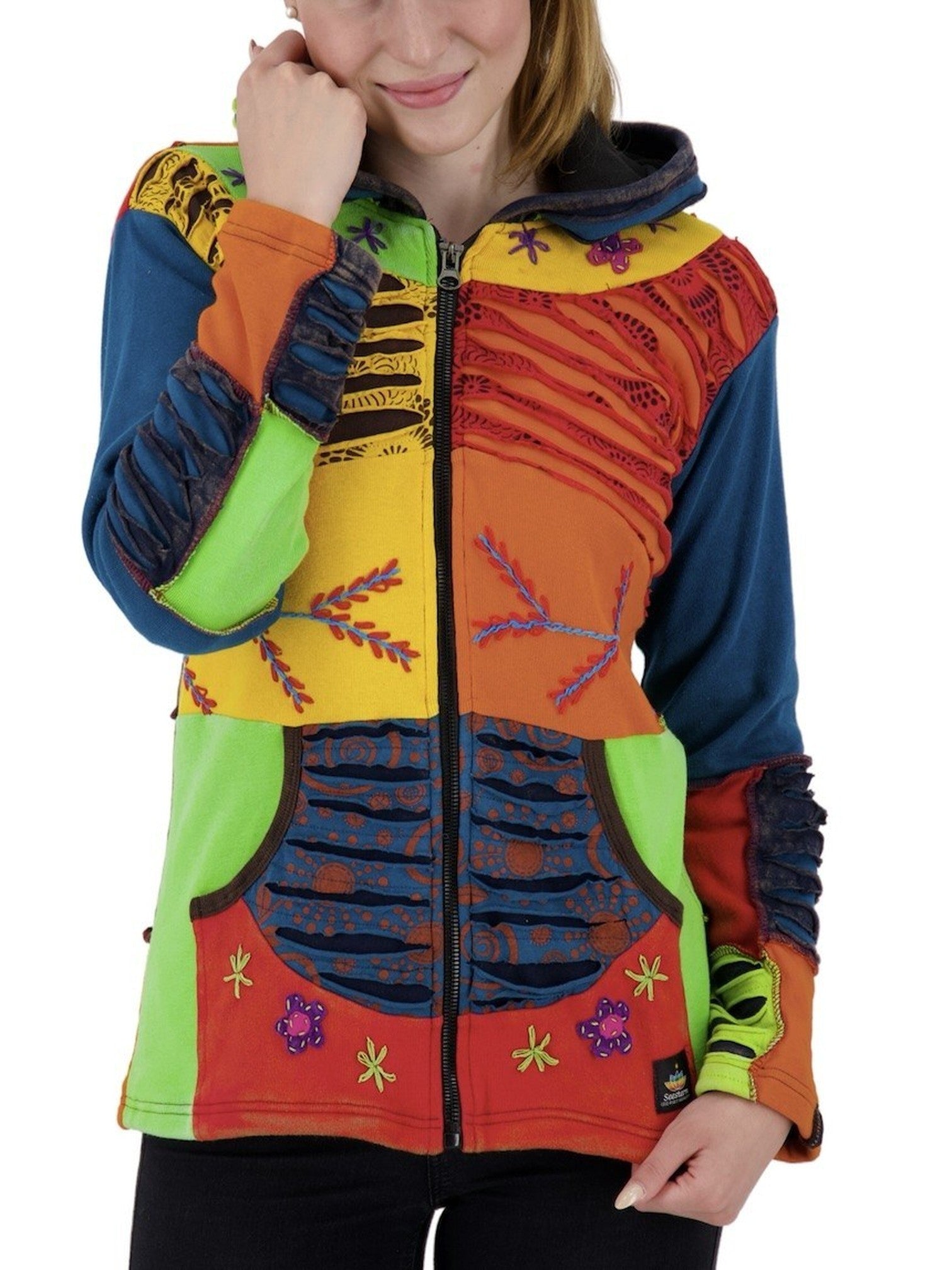 Ankerglut Fleecejacke Patchwork Multicolor Nunavut II Flower Power